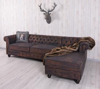 narożna sofa klubowa styl chesterfield