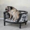 sofka legowisko dla psa styl barokowy toile de jouy czerń i biel