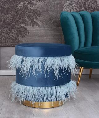 pufa stołek glamour niebieski