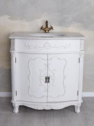 szafka łazienkowa umywalka marmurowy blat bateria vintage