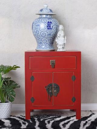 szafka nocna w stylu orientalnym czerwona