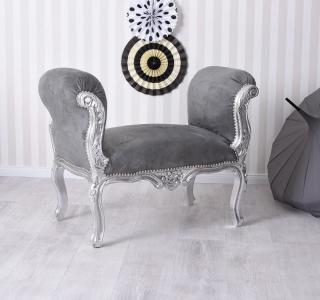 szaro-srebrna sofa meble barokowe