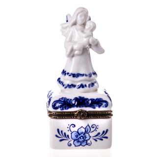 szkatułka anioł z dzieckiem porcelana