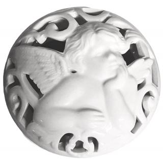 szkatułka z aniołkiem ażurowe wieczko porcelana
