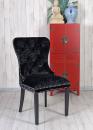 Tapicerowane Krzesło Czarny Aksamit Chesterfield