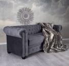 Trzyosobowa Sofa Styl Chesterfield Szary Aksamit