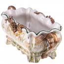 Żardiniera Motywy Roślinne Porcelana i Brąz