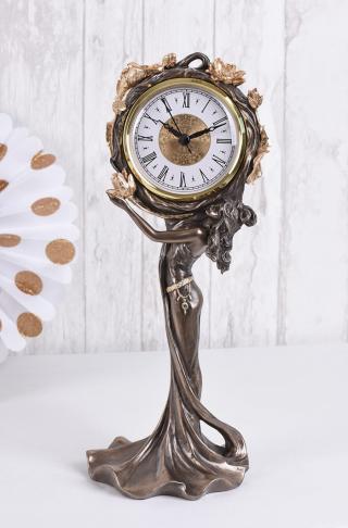 zegar kominkowy z figurą kobiety styl secesyjny