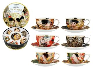 komplet 6 filiżanek z podstawkami gustav klimt opakowanie prezentowe