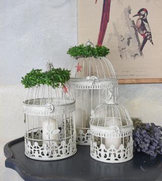 zestaw trzech dekoracyjnych klatek shabby chic dekoracje ogrodowe