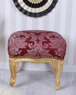 podnóżek stołek tapicerowany złoto czerwień