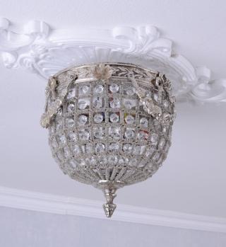 lampa sufitowa styl barokowy optyka srebra