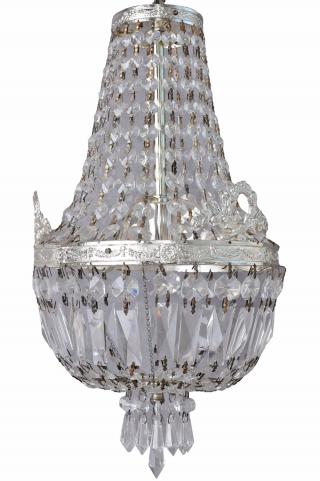 żyrandol z sopelkami styl barokowy optyka srebra